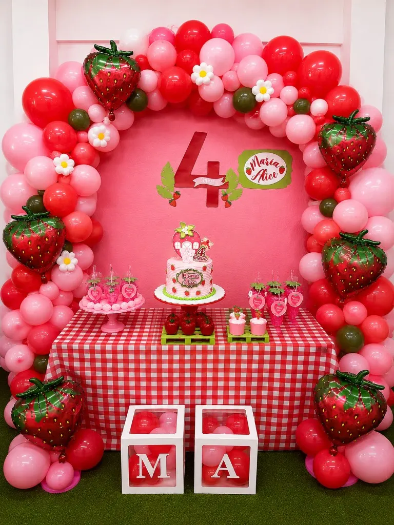 Decoração Morango no O Galpão